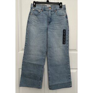 J.Crew Women’s High Rise Wide Leg Crop Length Raw Hem Jeans Vintage Blue Size 26